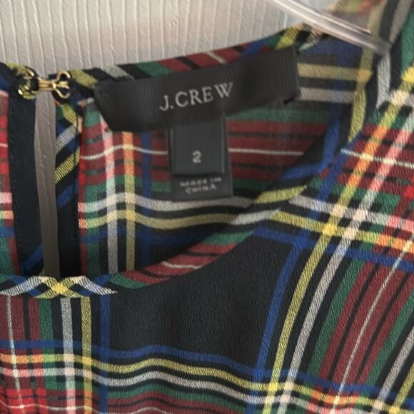J Crew Edie Stewart Plaid Ruffle Top Black Red Green SIZE 2 Blouse Tartan Top - Picture 13 of 14